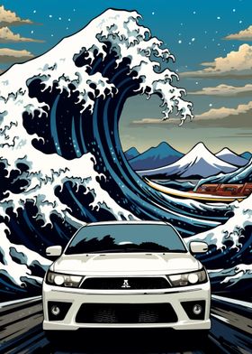 Lancer Evo and Great Wave