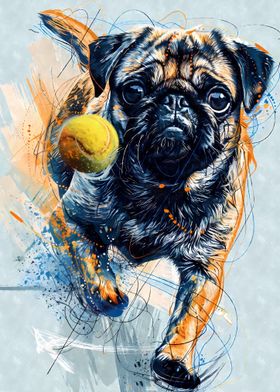 Pug Dog Tennis Ball