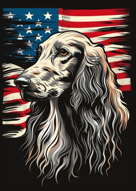 Afghan Hound American Flag