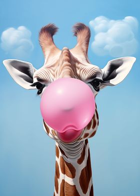 Giraffe and bubble gum