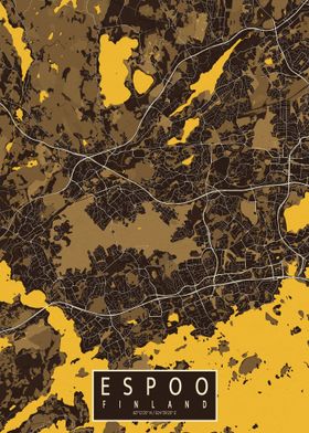 Espoo City Map Pastel