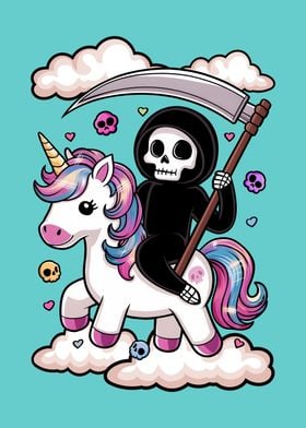 Cute Death Riding Unicorn