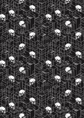 Skulls Cityscape Pattern