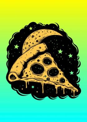 Pizza as Moon With Stars
