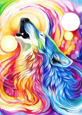Howling Rainbow Wolf