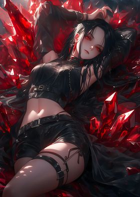 Anime girl Red crystals