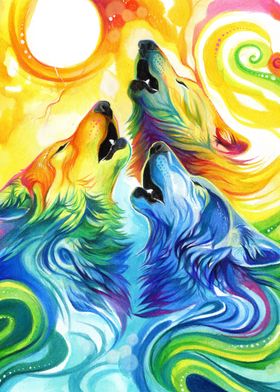 Howling Rainbow Wolf Trio