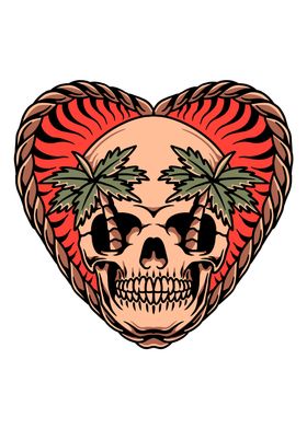 summer skull tattoo