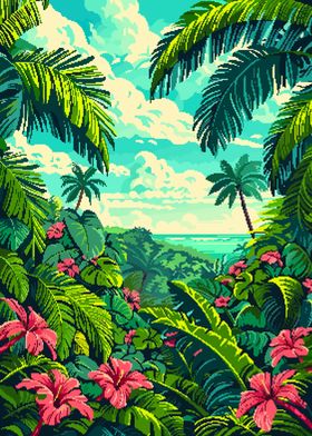 Hawaii Nature Pixel Art