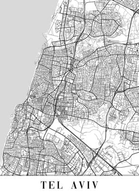 Tel Aviv White Map