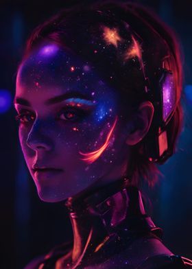 Woman with universe tattoo