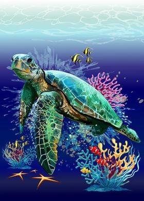 Sea turtle Coral Reef