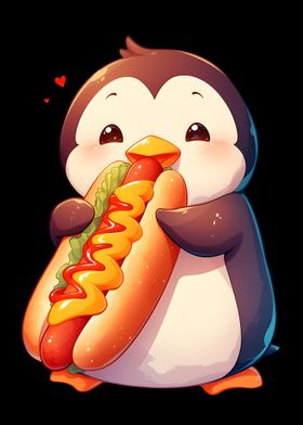 Penguin Loves Hot Dog