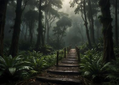 Stairway in jungle