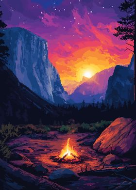 Yosemite Retro Pixel Art