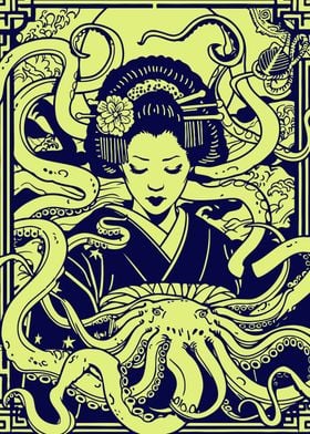 Geisha with yokai tentacle