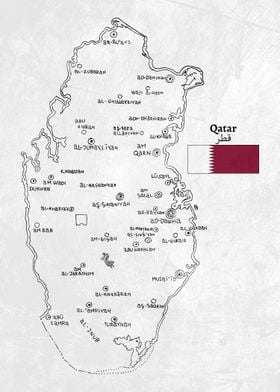 Handdrawn Qatar Map