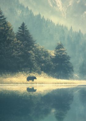 A Bear by the Forest Lake