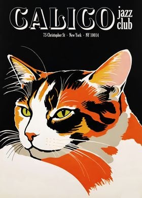 Retro Cat Jazz Club Poster