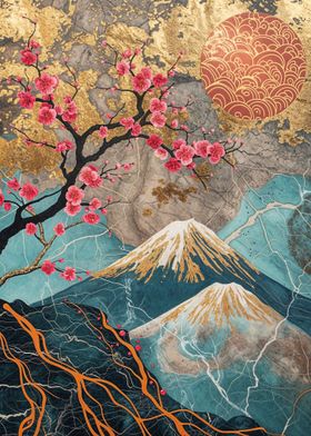 Cherry Blossom Fuji Mount