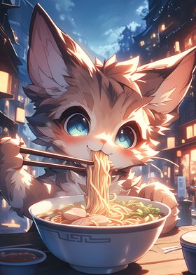 Cute Cat eating Spaghetti