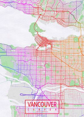 Vancouver Map Colorful