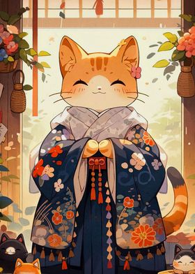 Japanese Cat Kimono