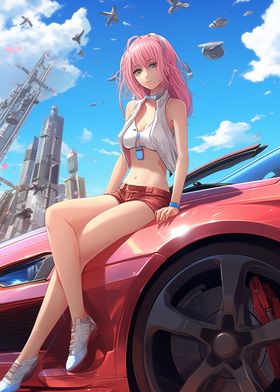 Sexy Anime Car Girl