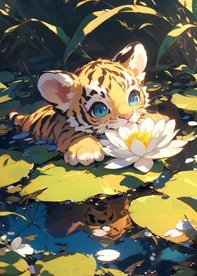 Baby tiger on Sea rose