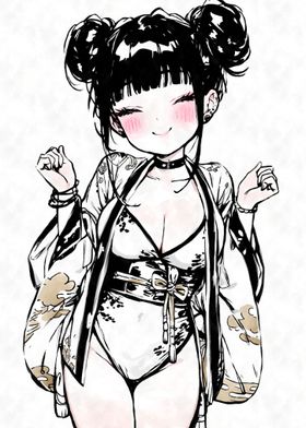 Kawaii Sexy Kimono Girl