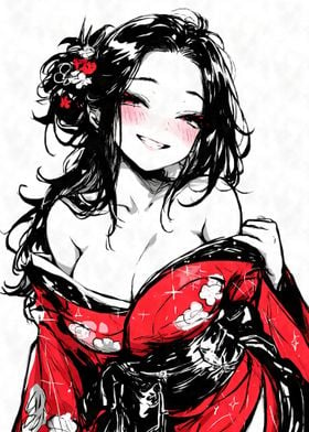 Sexy Anime Girl Kimono