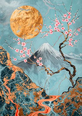Cherry Blossom Fuji Mount