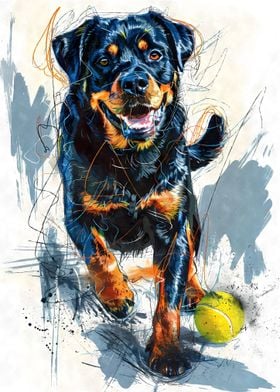 Rottweiler Catching Ball