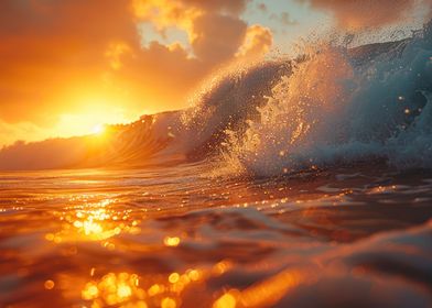 Golden Waves at Sunset