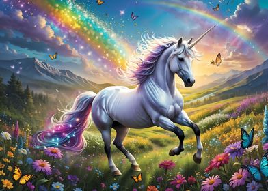 Unicorn with rainbow