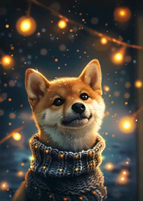 Shiba inu and lights