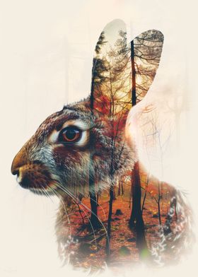 Hare double exposure