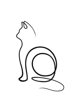 Simple Cat Line Art