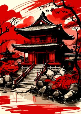 Japanese Red Temple