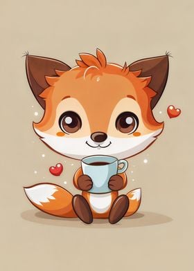 Cheerful Fox Coffee Love