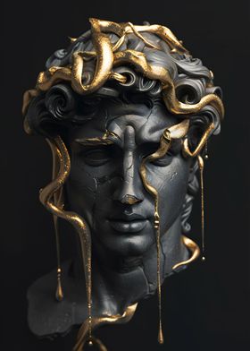 Golden Medusa Statue