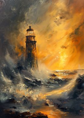 Lighthouse Storm Sunset