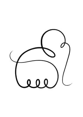 Cute Elephant Line Art