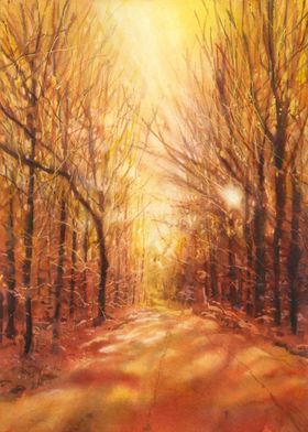 Sunny Forest watercolor 