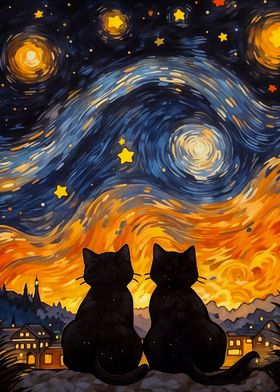 starry night cat 