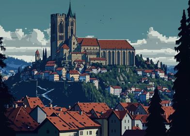 Fribourg City Pixel Art