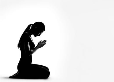 Silhouette woman yoga pray