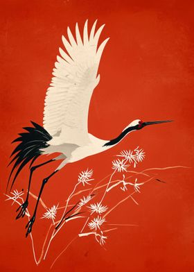 Red crowned crane