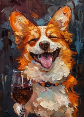 Happy Corgi Red Wine