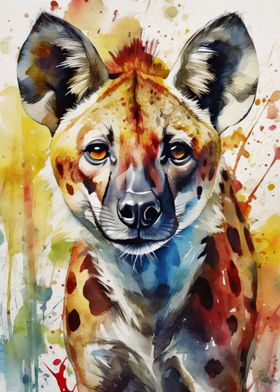 Watercolor Painted Hyena